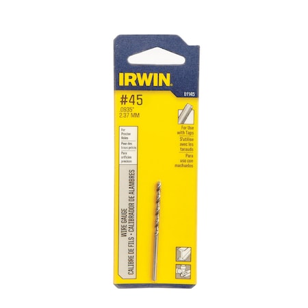 Irwin Irwin No 45 X 2-1/8 in. L High Speed Steel Jobber Length Wire Gauge Bit Straight Shank 1 pk 81145